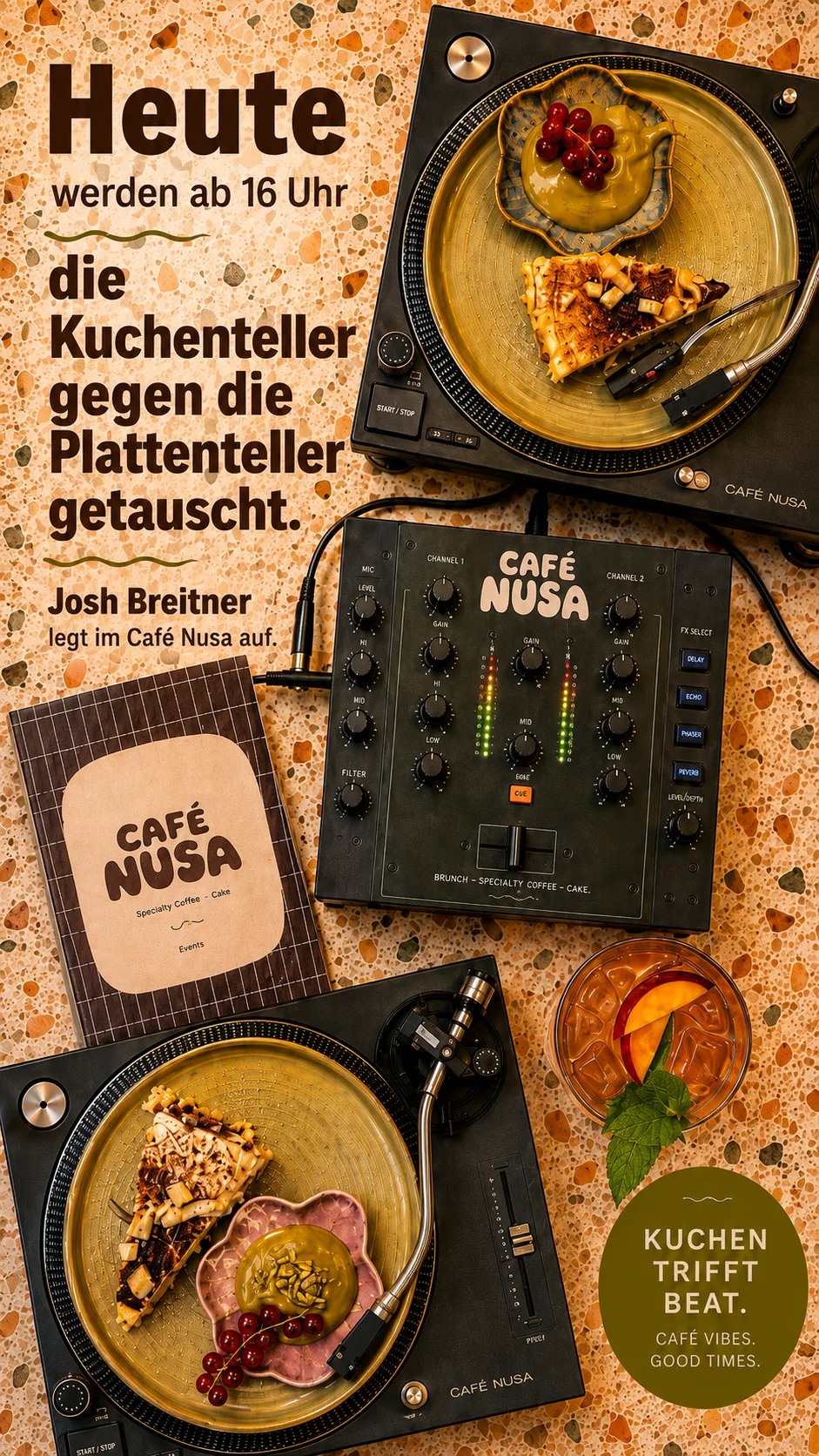 Kuchenteller gegen Plattenteller – Josh Breitner im Café Nusa – PROJECT-SOUNDTRACK-Event in Café Nusa